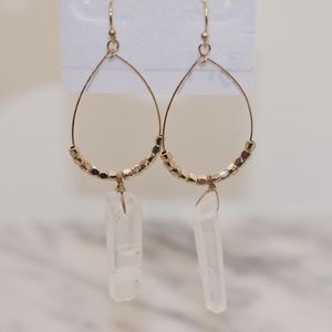 Gold natural stone earrings